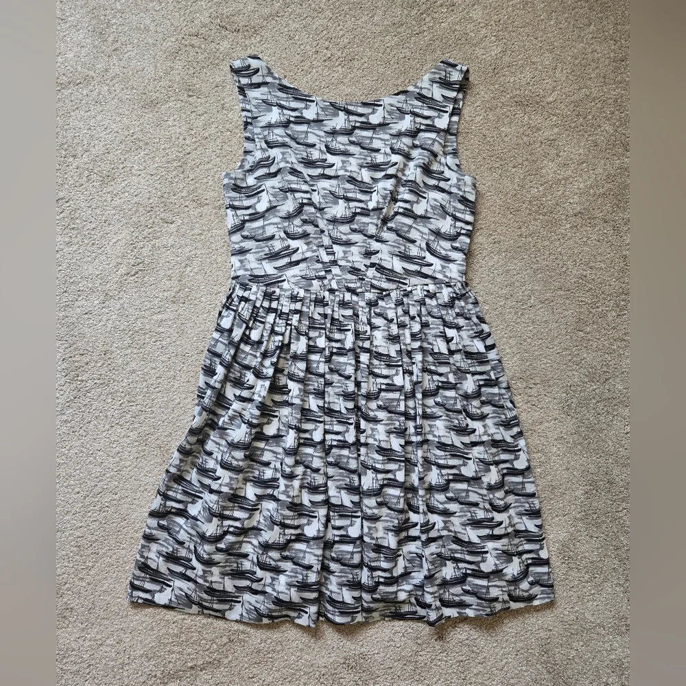 ModCloth/Emily and Fin Come Sail Away Sailboat Dress Size L - Picture 3 of 9
